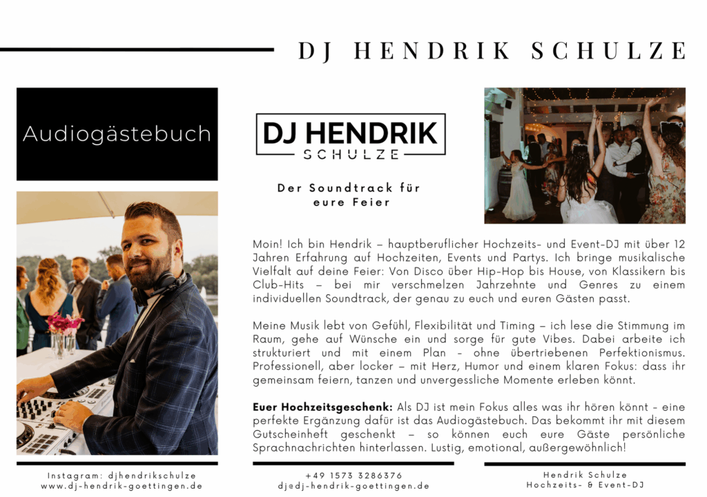 Gutscheinheftseite vom DJ Hendrik Schulze